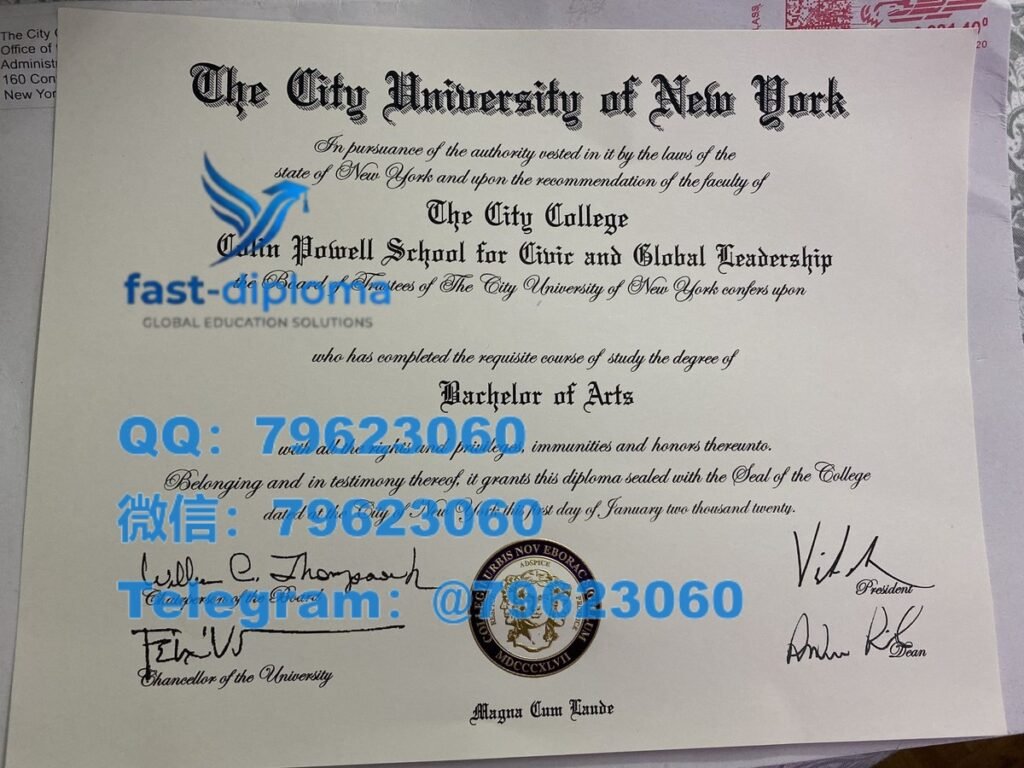 海外大学文凭修复纽约市立学院毕业证书与成绩单留念样版(CCNY)证书案例2026 228 the city college of new york diploma