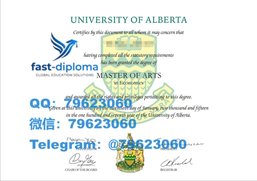 海外大学文凭修复阿尔伯塔大学毕业证书与成绩单留念样版(uAlberta)证书案例2026 275univesity of alberta diploma