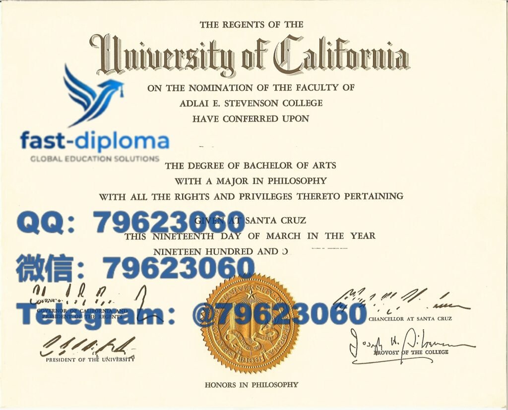 加州大学圣克鲁兹分校毕业证成绩单( Santa Cruz)UCSC)学位证高清还原 学业中断|辍学|挂科被退学? 91 university of california santa cruz diploma